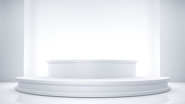 AI generated Elegant White Product Podium, Minimalist Showcase Display for Marketing and Exhibitions photo