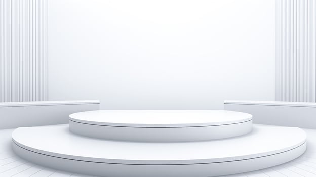 AI generated Modern white presentation podium on a minimalist stage for product showcases and award ceremonies. photo