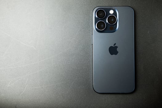 Bangkok, Thailand - January 7, 2024 Phone 15 Pro blue titanium smartphone new models. photo