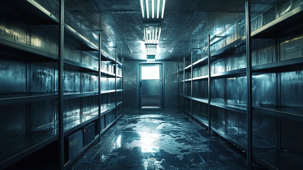 AI generated Generative AI, Temperature-controlled refrigerated storage, cold warehouse, commercial refrigeration equipment photo