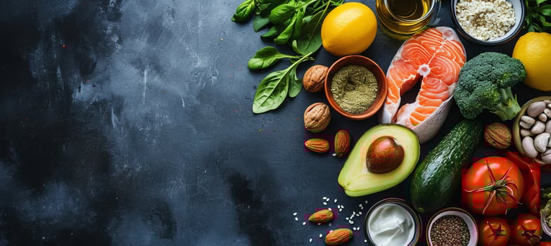 AI generated Concept of keto diet for weight loss dieting and improving health photo