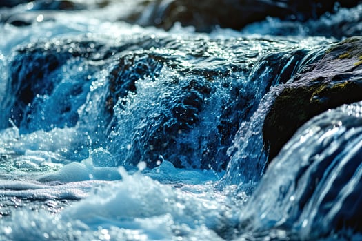 AI generated Close-up of the waterfall on the river. photo