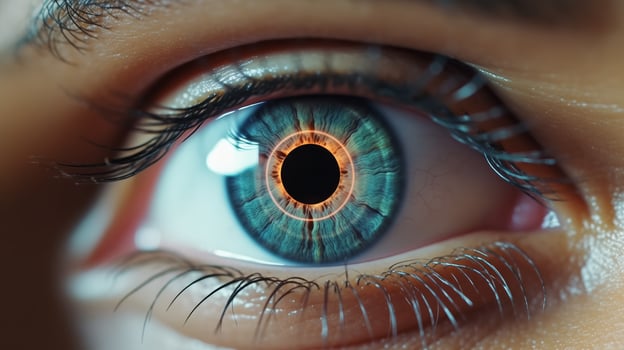 AI generated Intense Blue Iris Macro with High Contrast and Sharp Detail photo