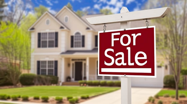 AI generated Home for Sale Sign in Front of House photo