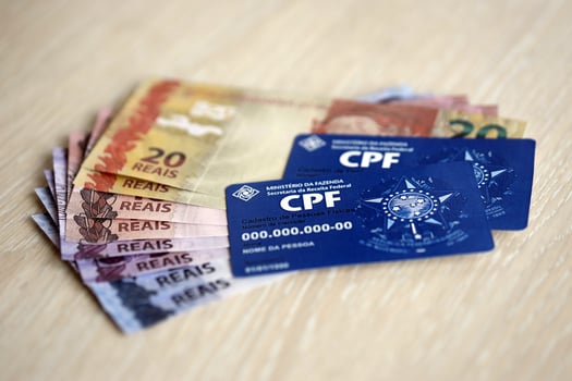 KYIV, UKRAINE - OCTOBER 31, 2023 Blue CPF card document template. The document guarantees authenticity and integrity in electronic communication between people in Brazil photo