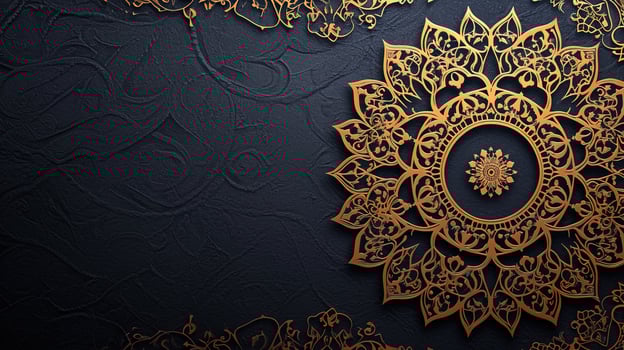AI generated Luxury black background with golden ornament, islamic background. AI generative photo