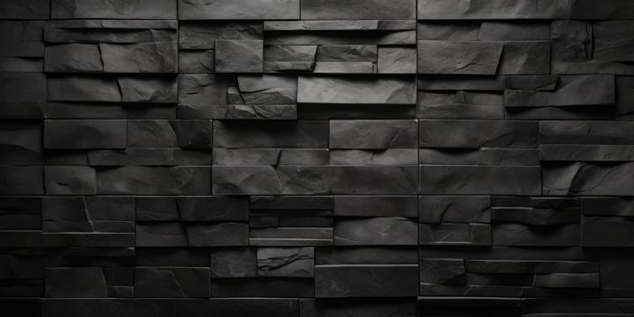 AI generated Black decorative cement brick wall, brickwork background for design photo