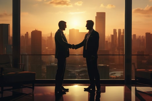 AI generated Two men shake hands. Business handshake photo