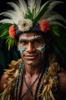 AI generated Portrait of a Polynesian man from the Pacific island of Tahiti. French Polynesia photo