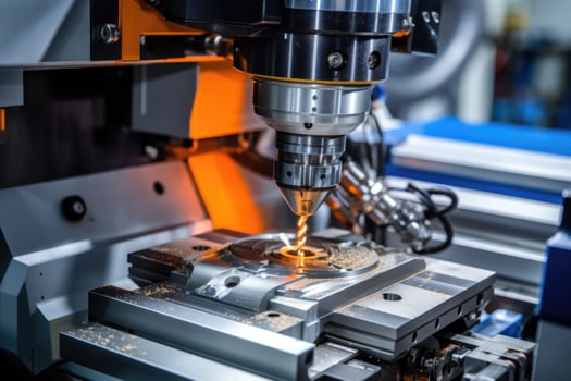 AI generated Metalworking on CNC machines, modern industrial technology for manufacturing industrial parts photo