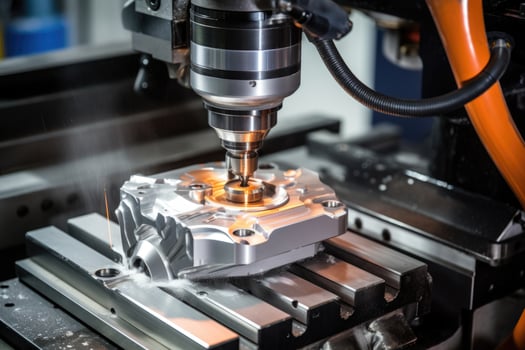 AI generated Laser cutting of metal on CNC machines, modern industrial technology for manufacturing industrial parts. Modern metalworking photo