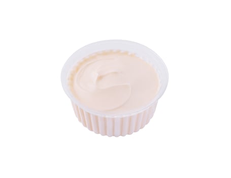 bowl of sour cream on white background photo