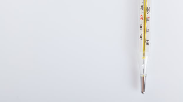 Glass Thermometer, Mercury Thermometer Isolated photo