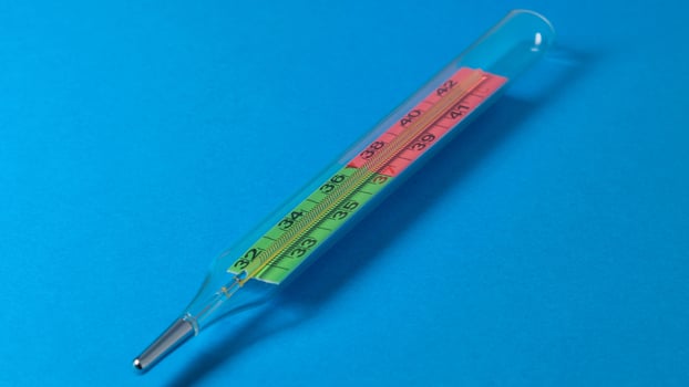 Glass Thermometer, Mercury Thermometer Isolated photo