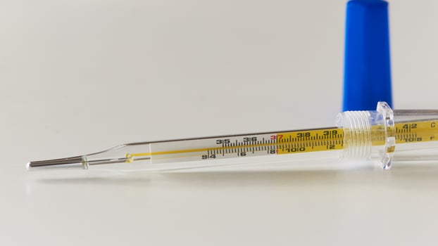 Glass Thermometer, Mercury Thermometer Isolated photo
