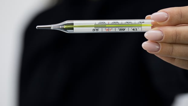Glass Thermometer, Mercury Thermometer Isolated photo