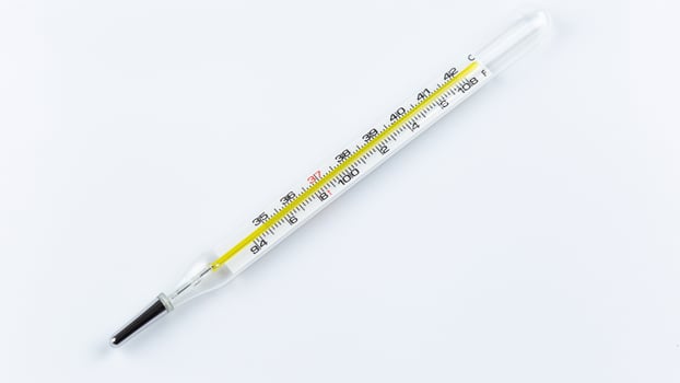 Glass Thermometer, Mercury Thermometer Isolated photo