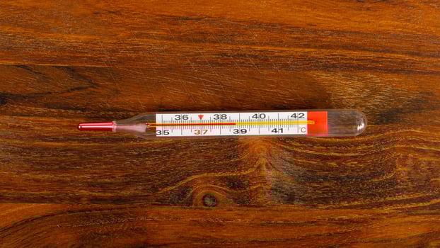 Glass Thermometer, Mercury Thermometer Isolated photo