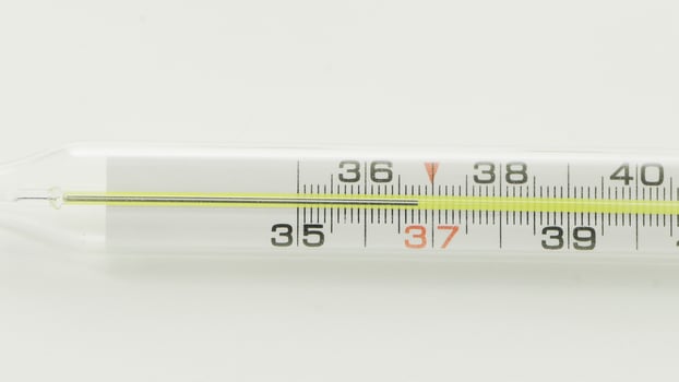 Glass Thermometer, Mercury Thermometer Isolated photo