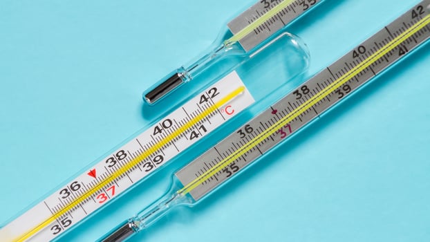 Glass Thermometer, Mercury Thermometer Isolated photo