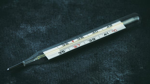 Glass Thermometer, Mercury Thermometer Isolated photo