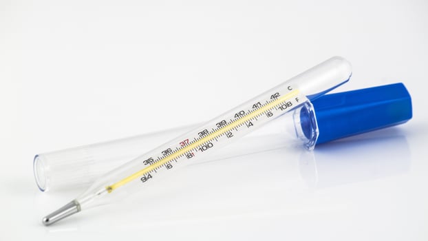 Glass Thermometer, Mercury Thermometer Isolated photo