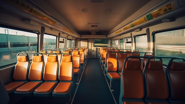 AI generated Empty bus interior view photo