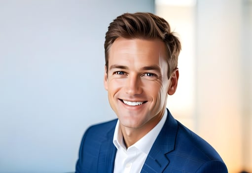 AI generated Portrait of a handsome CEO smiling photo