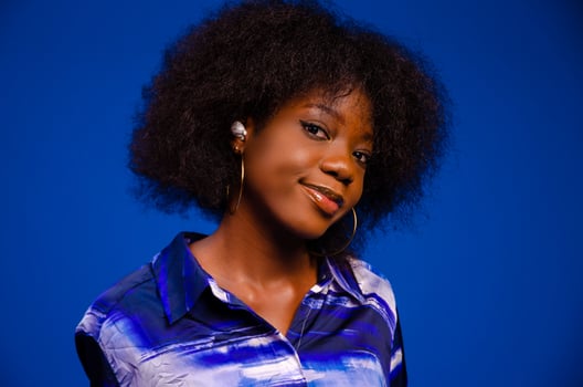 Photo of young beautiful smiling good mood positive girl