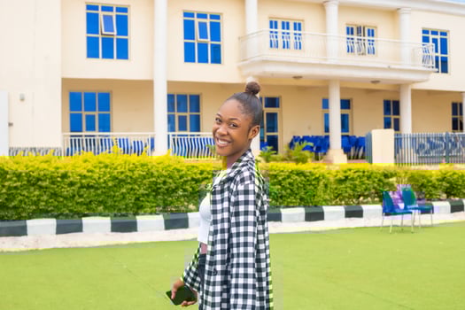 overexcited lady smiling outdoor photo