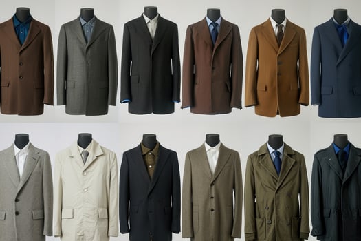 AI generated A lot of coats are hanging on a white isolated background photo