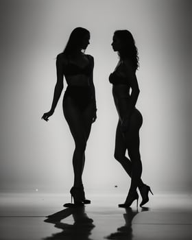 AI generated Silhouette of beautiful women on a white background. ai generative photo