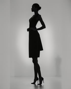AI generated Silhouette of three women in black and white dresses, studio shot. ai generative photo