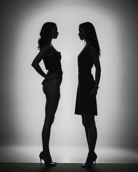 AI generated Silhouette of beautiful women on a white background. ai generative photo