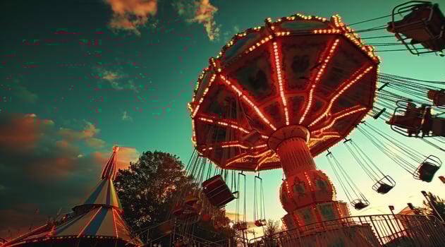 AI generated colorful rides at an amusement park photo