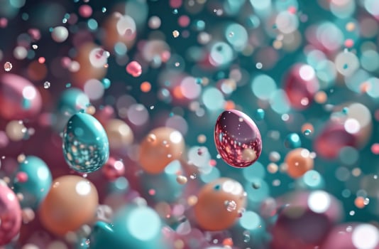 AI generated some colorful colored eggs are falling out of space photo