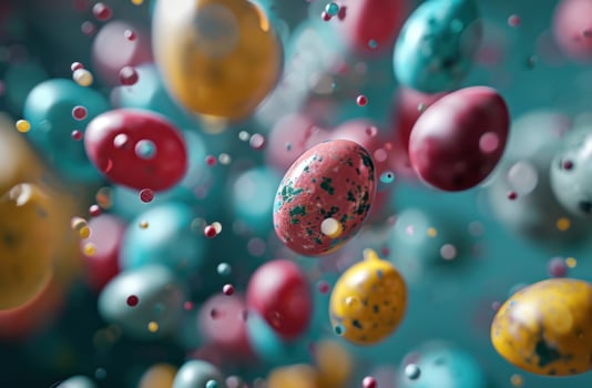 AI generated some colorful colored eggs are falling out of space photo