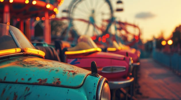 AI generated some colorful roller coasters parked next to each other photo