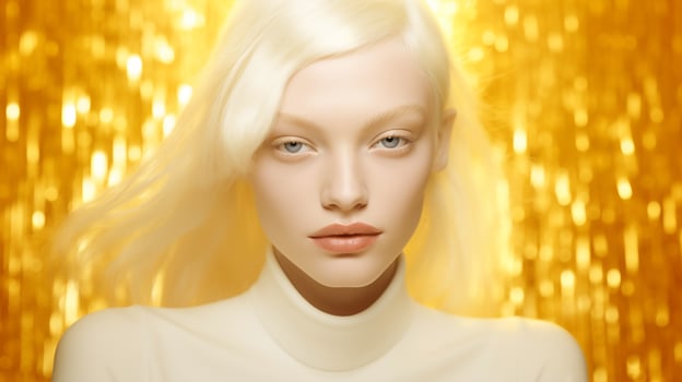 Portrait of gorgeous albino woman on glitter background photo