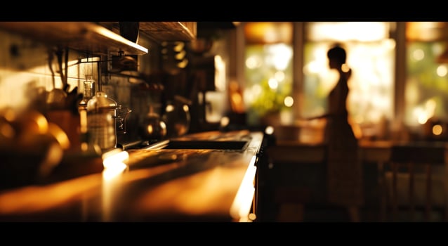 AI generated a blurry image of a woman in the kitchen photo