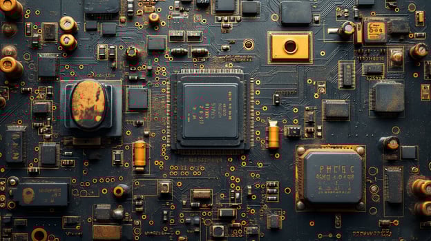 AI generated High-resolution, macro shot of a computer chip photo