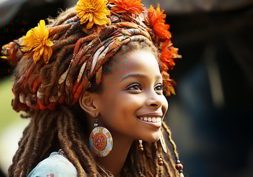 AI generated Woman in traditional clothes and headscarf. Woman's Day. Tradition and culture photo