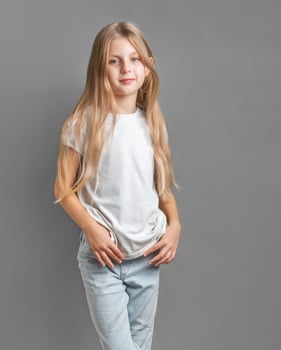 Portrait of cute little girl with long light hair photo