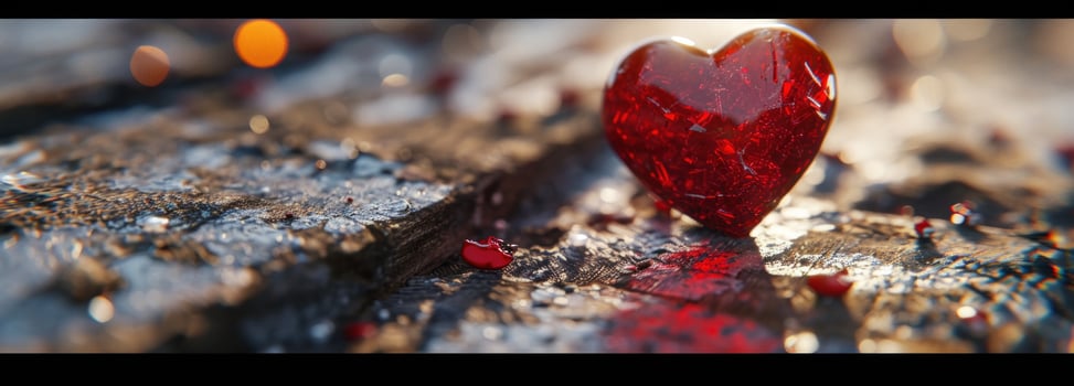 AI generated valentine's day gift on wooden photo