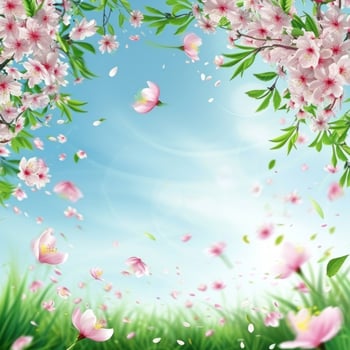 AI generated spring poster template with large copy space for text photo