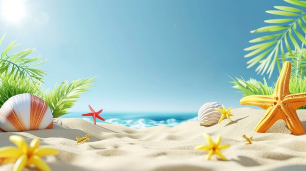 AI generated summer poster template with large copy space for text photo