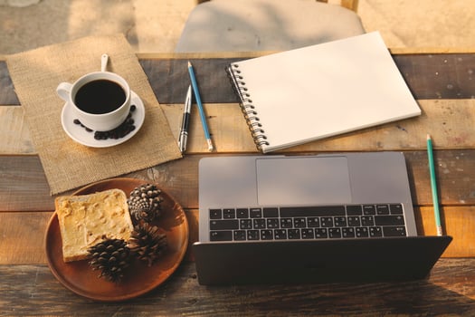 Coffee cup hot on wooden old table in the morning photo