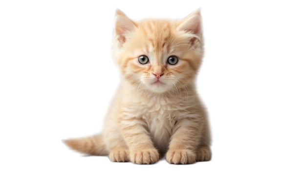 AI generated Cute fluffy kitten isolated on white background photo