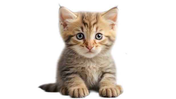 AI generated Cute fluffy kitten isolated on white background photo
