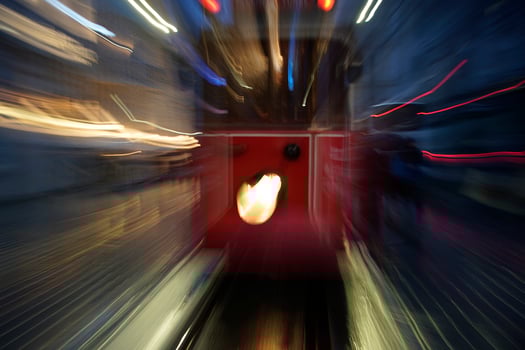 zoom effect of historical retro istanbul taksim tram red wagon photo